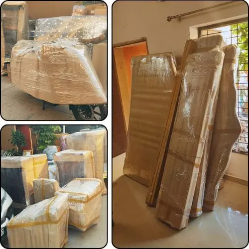 Prestolink team providing professional packers and movers in patna services, carrying packed boxes inside a modern home during safe household shifting.